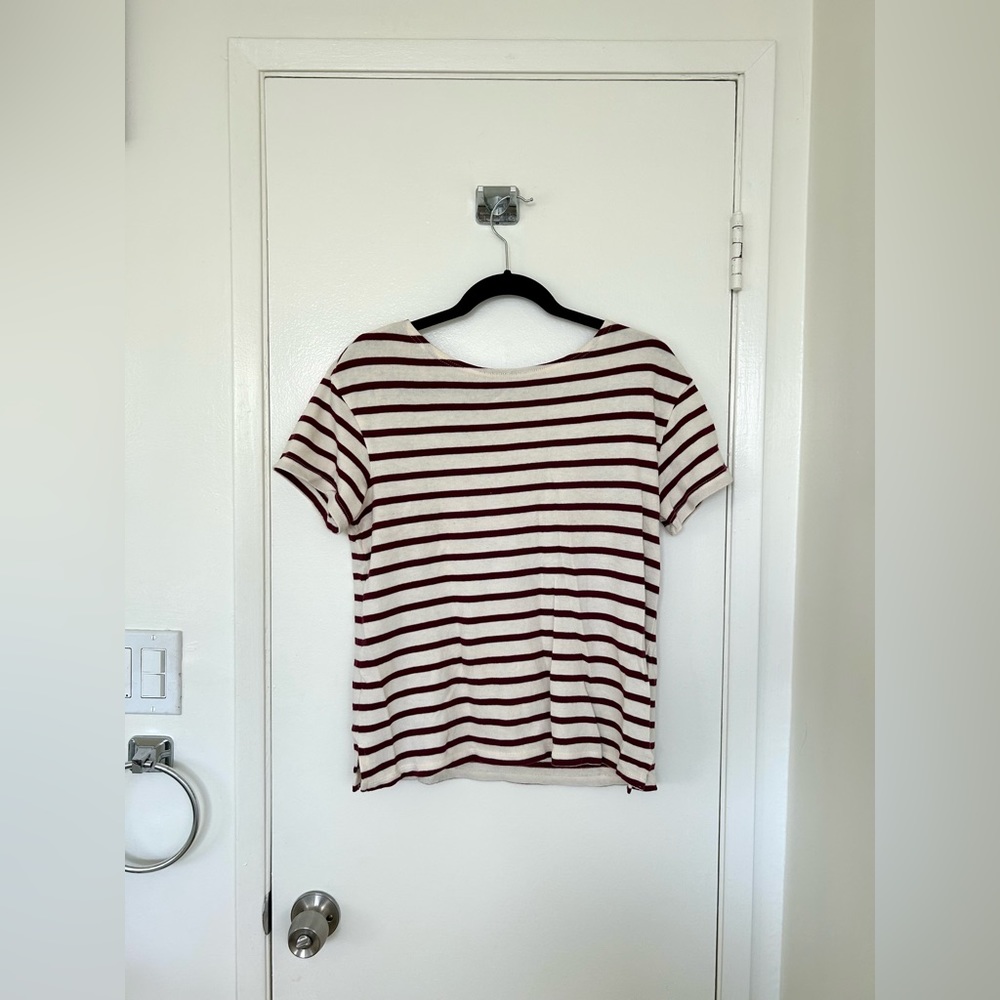 Maroon & Cream Striped Top